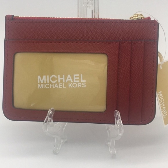 Jet Set Travel Sm TZ Coinpouch W ID Leather Scarle - Picture 7 of 8